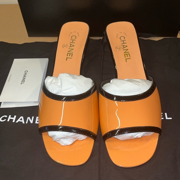 Authentic Chanel Mules orange/black size 41 - Picture 6 of 16